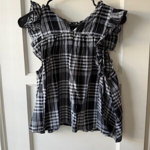 Rebellion Checkered Gingham Black and White Blouse